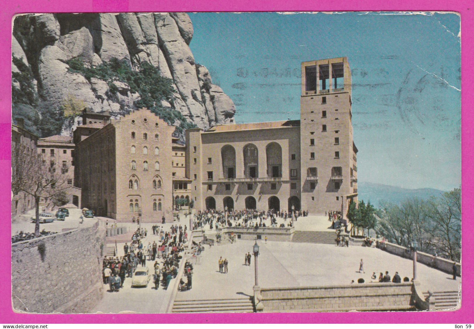 293744 / Spain - Montserrat Shrine Square PC 1967 USED 3.50 Pts - Cave Paintings - Stamp Day Flamme Ponga No Distrito - Covers & Documents