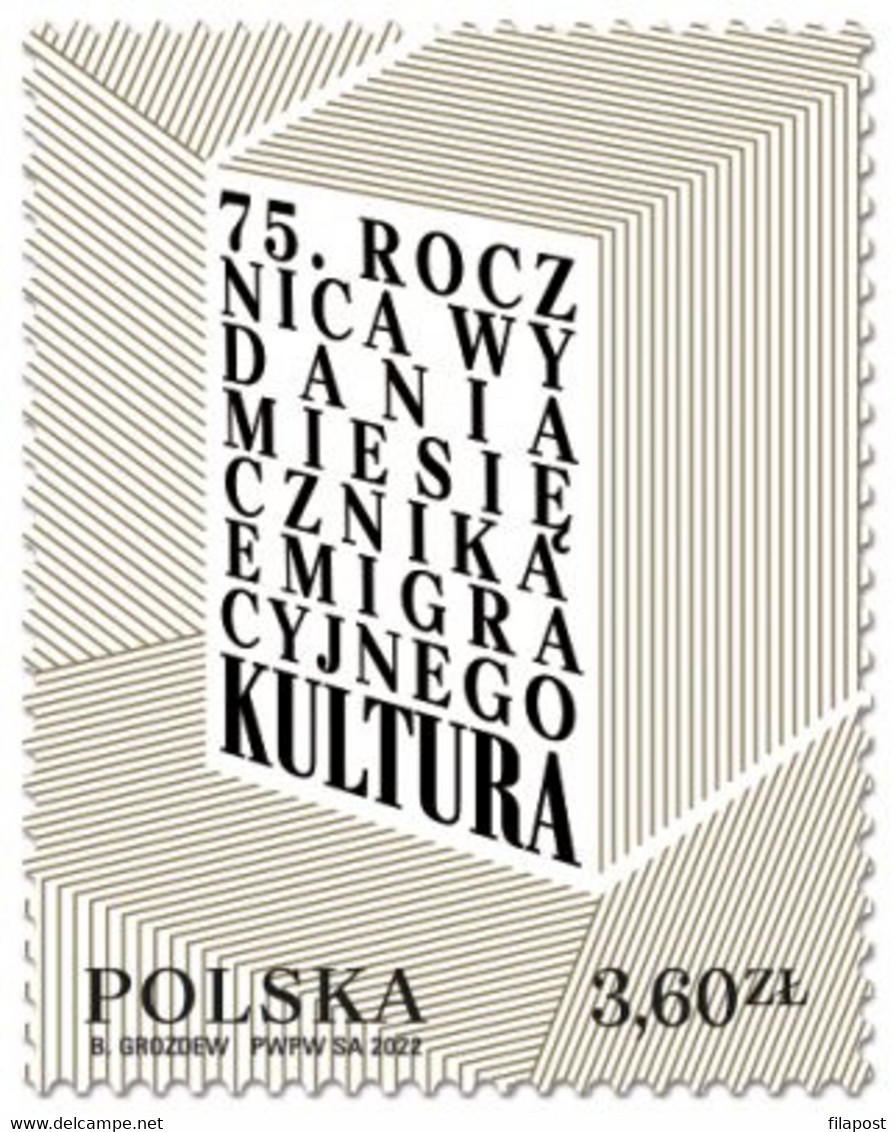 Poland 2022 / 75th Anniversary Of The Publication Of The Emigration Monthly Magazine Kultura / MNH** - Nuovi