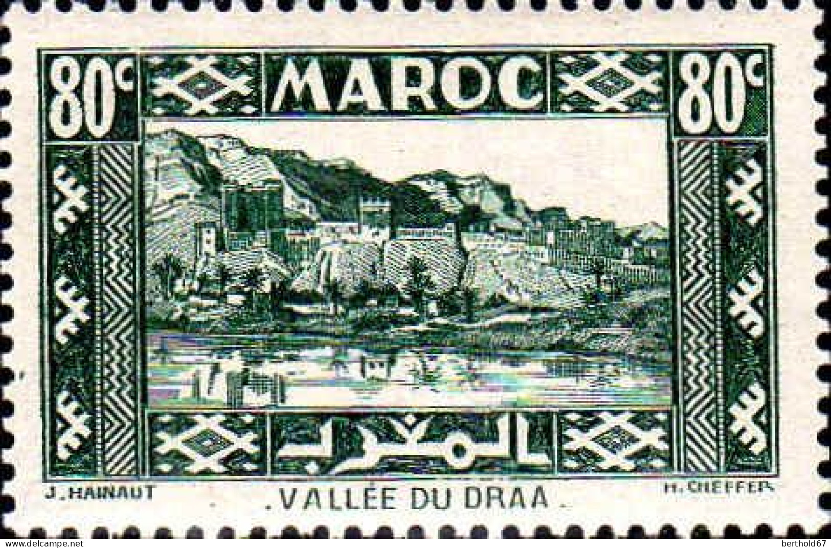 Maroc (Prot.Fr) Poste N* Yv:180 Mi:156 Vallée Du Draa (défaut Gomme) - Ungebraucht