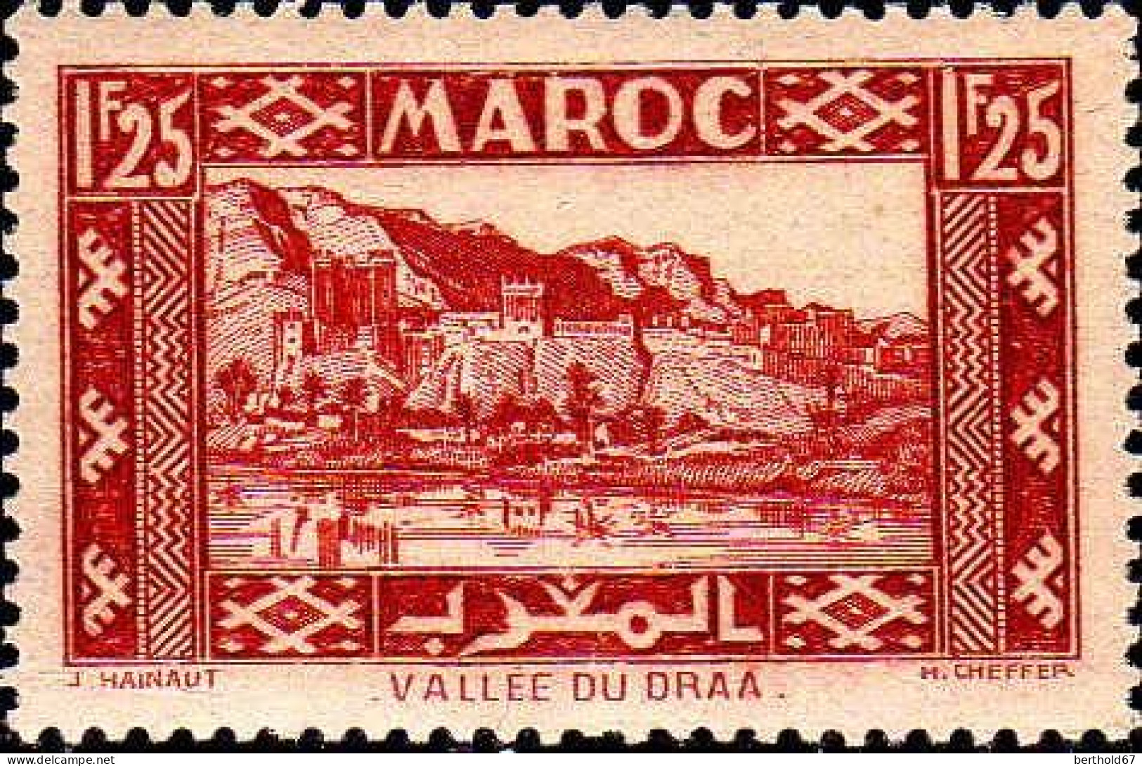 Maroc (Prot.Fr) Poste N* Yv:184 Mi:160 Vallée Du Draa (points De Rouille) - Unused Stamps
