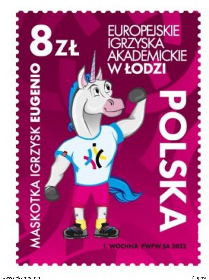 Poland 2022 / European Academic Games In Łódź, The Unicorn Eugenio, Sport MNH** New!!! - Ungebraucht