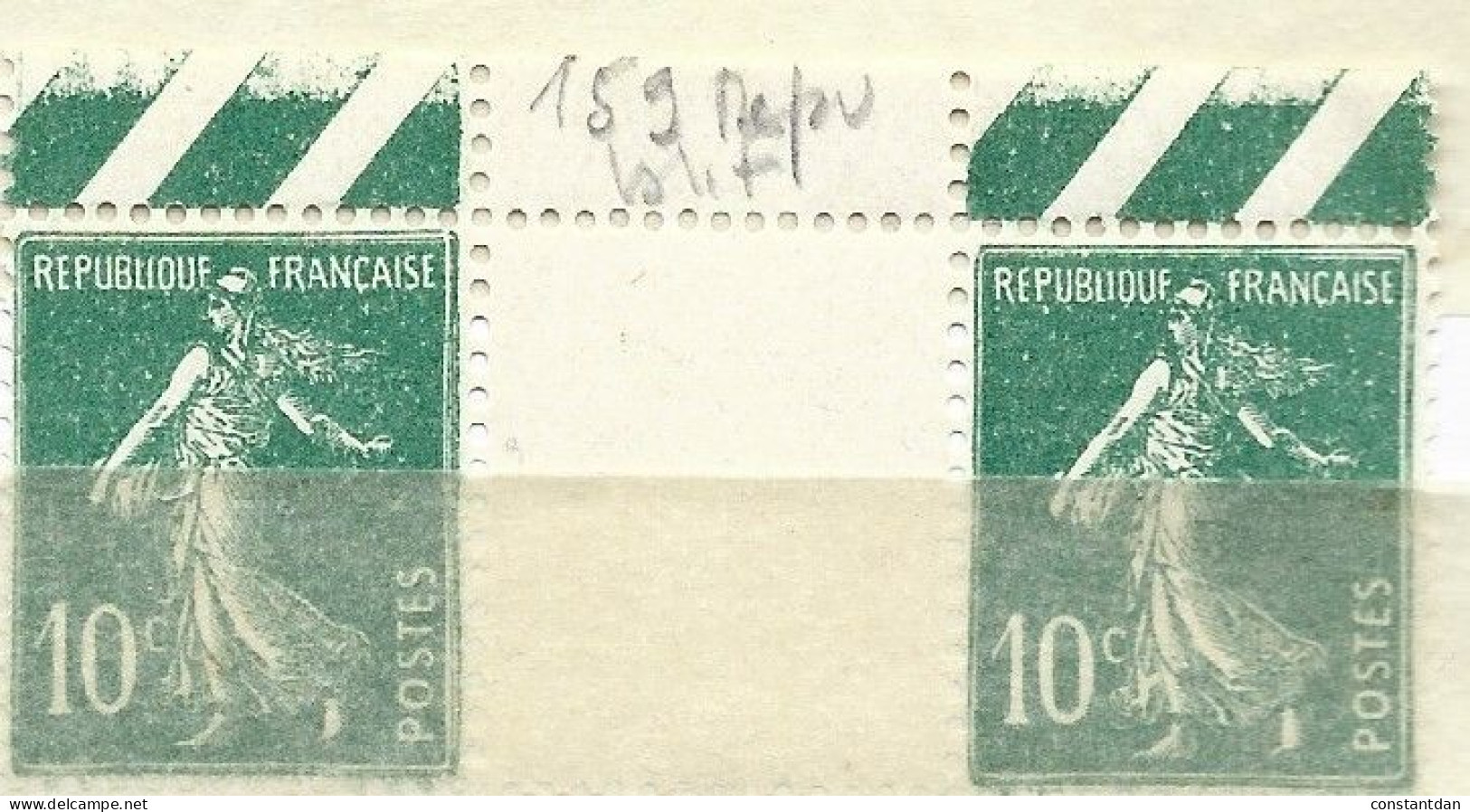 FRANCE N°159 10C VERT TYPE SEMEUSE CAMEE REPUBLIF AU LIEU DE REPUBLIQUE PAIRE AVEC PONT  NEUF SANS CHARNIERE - Unused Stamps