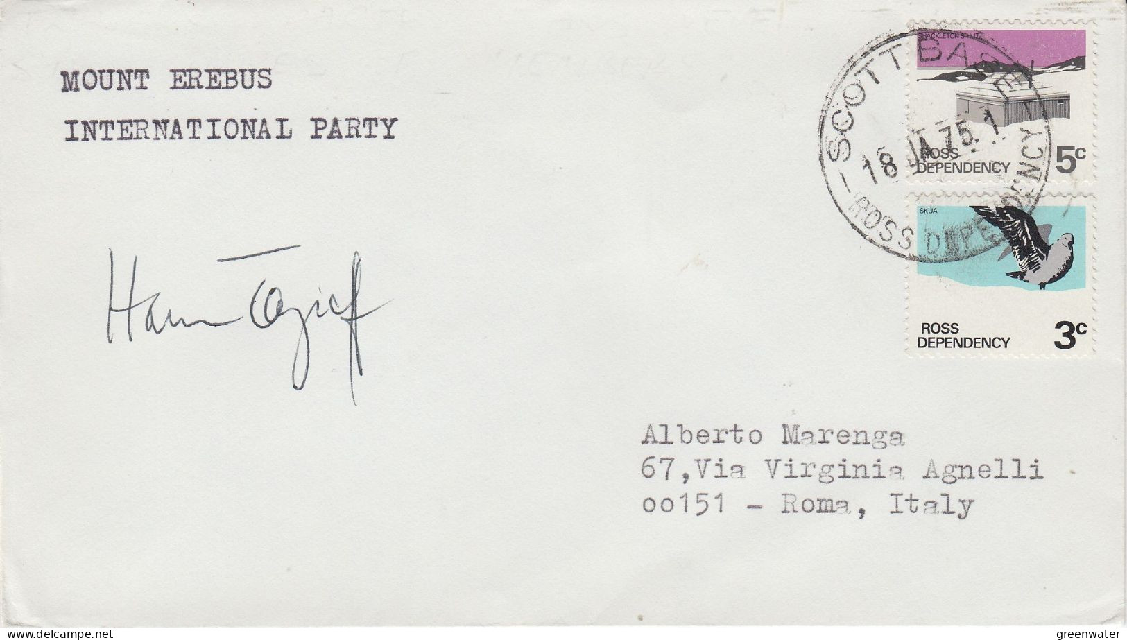 Ross Dependency  Mount Erebus International Party Signature Ca Scott Base 18 JA 1975 (ZO237) - Forschungsstationen