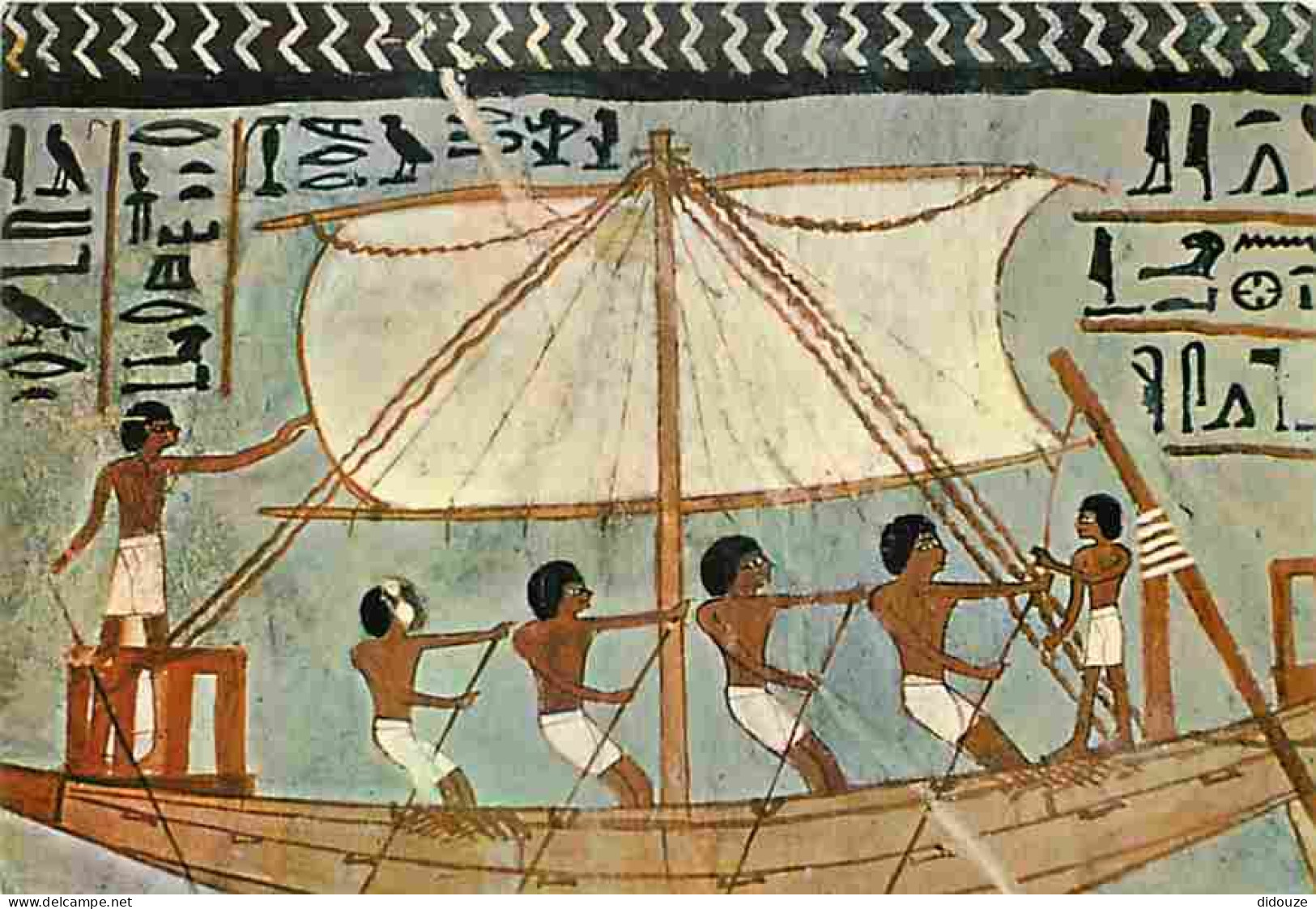 Art - Peintures Antiques - Egypte - Bateau Remorquant La Barque Du Défunt à Abydos - CPM - Voir Scans Recto-Verso - Antike