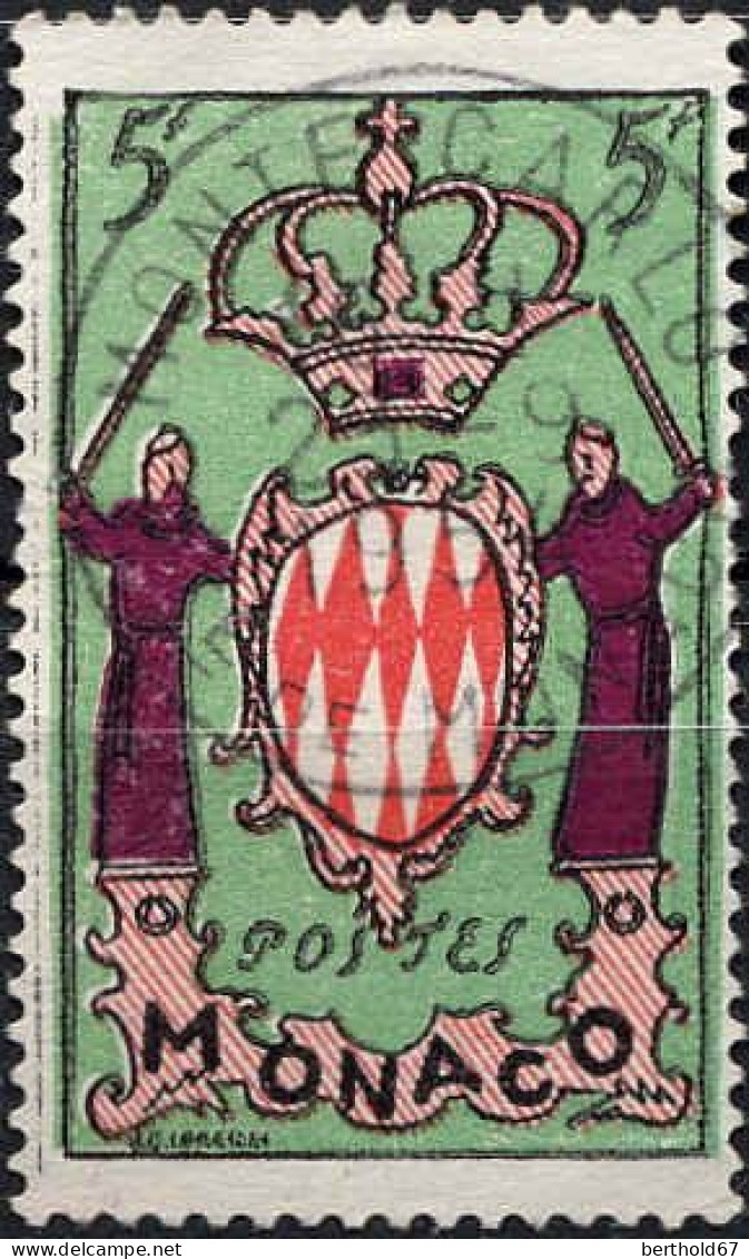 Monaco Poste Obl Yv: 411 Mi:485 Armoiries (TB Cachet à Date) 21-9-1954 - Oblitérés