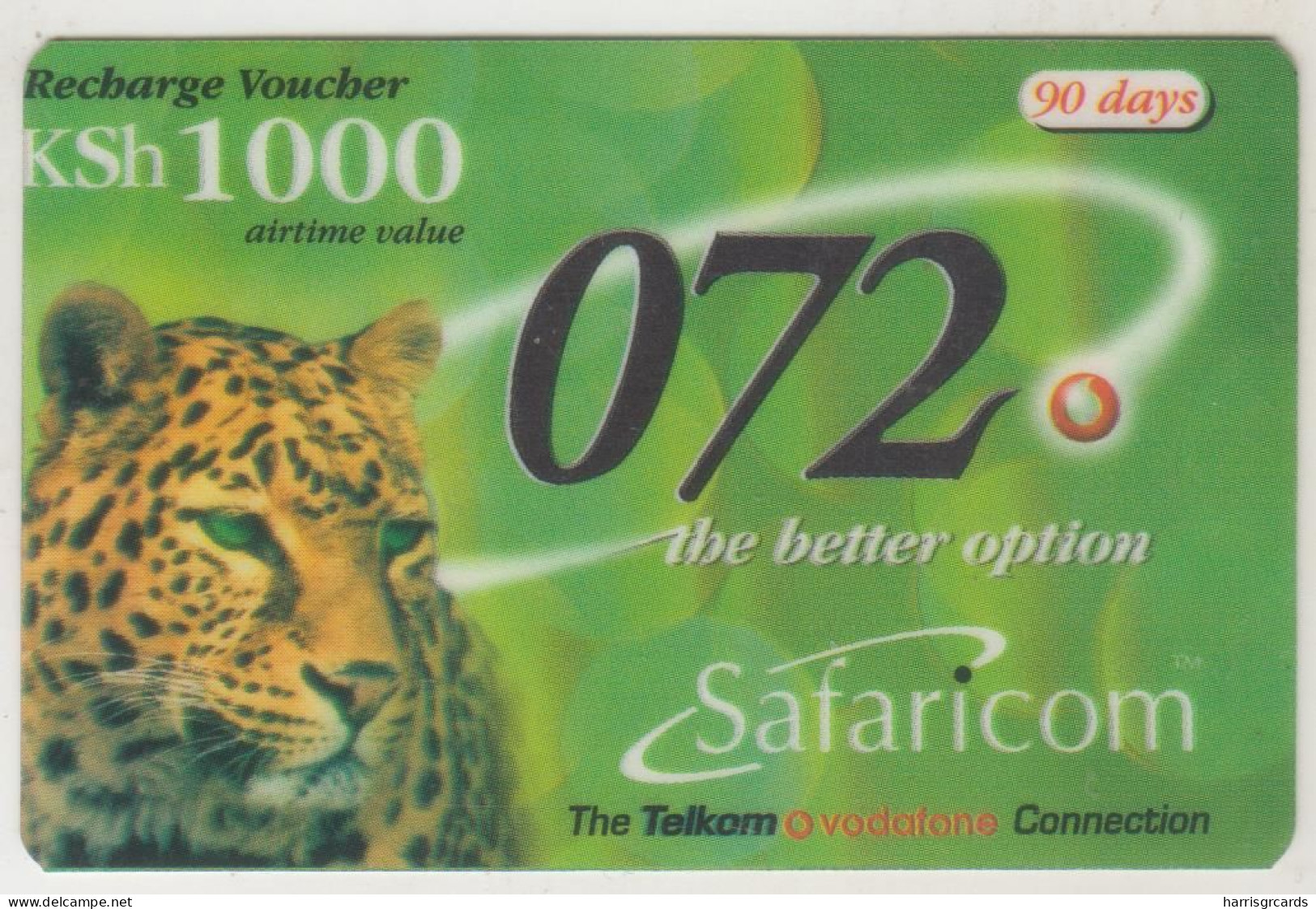 KENYA - Leopard, Safaricom Refill Card , Expiry Date:30/11/2002, 1000 Ksh ,used - Kenya