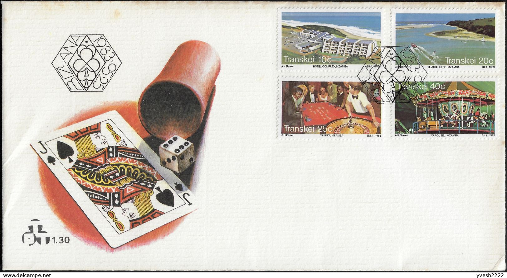 Transkei 1983 Y&T 120 à 123. FDC, Complexe Estival De La Côte Sauvage. Complexe Hôtelier, Plages, Casino, Manège - Non Classificati