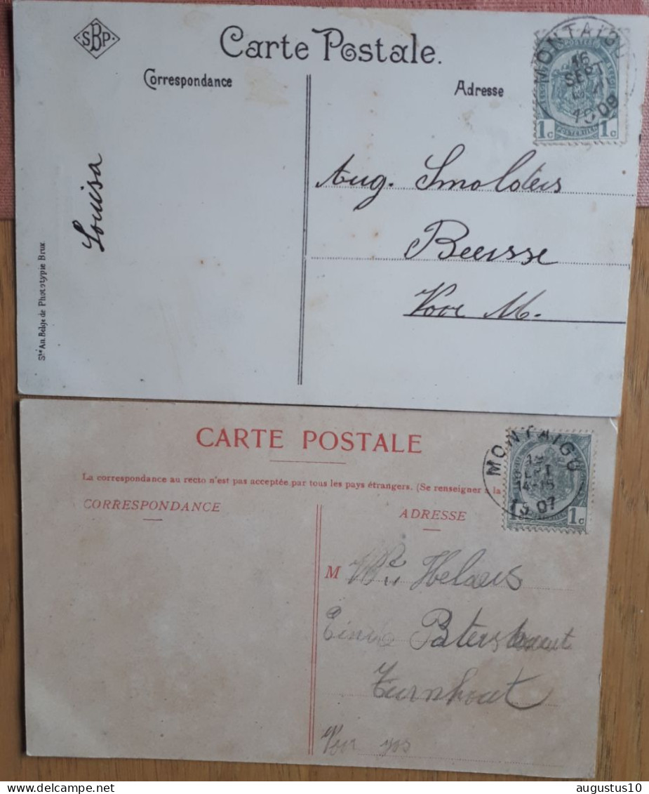 SCHERPENHEUVEL :2 Zeer Oude Postkaarten 1907 En 1908 Altaar Gelopen  Zegel 1 Ct - Scherpenheuvel-Zichem