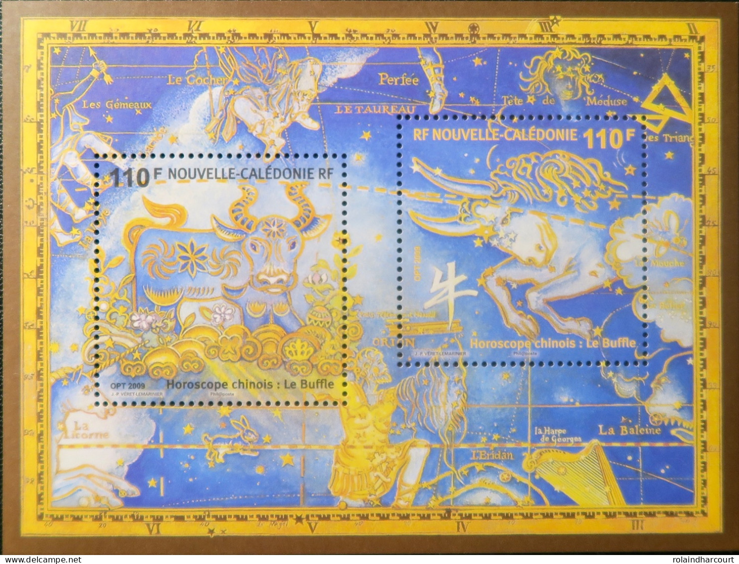 LP3969/442 - NOUVELLE CALEDONIE - 2009 - HOROSCOPE CHINOIS : LE BUFFLE  - N°40 BLOC NEUF** - Cote (2024) : 5,00 € - Hojas Y Bloques