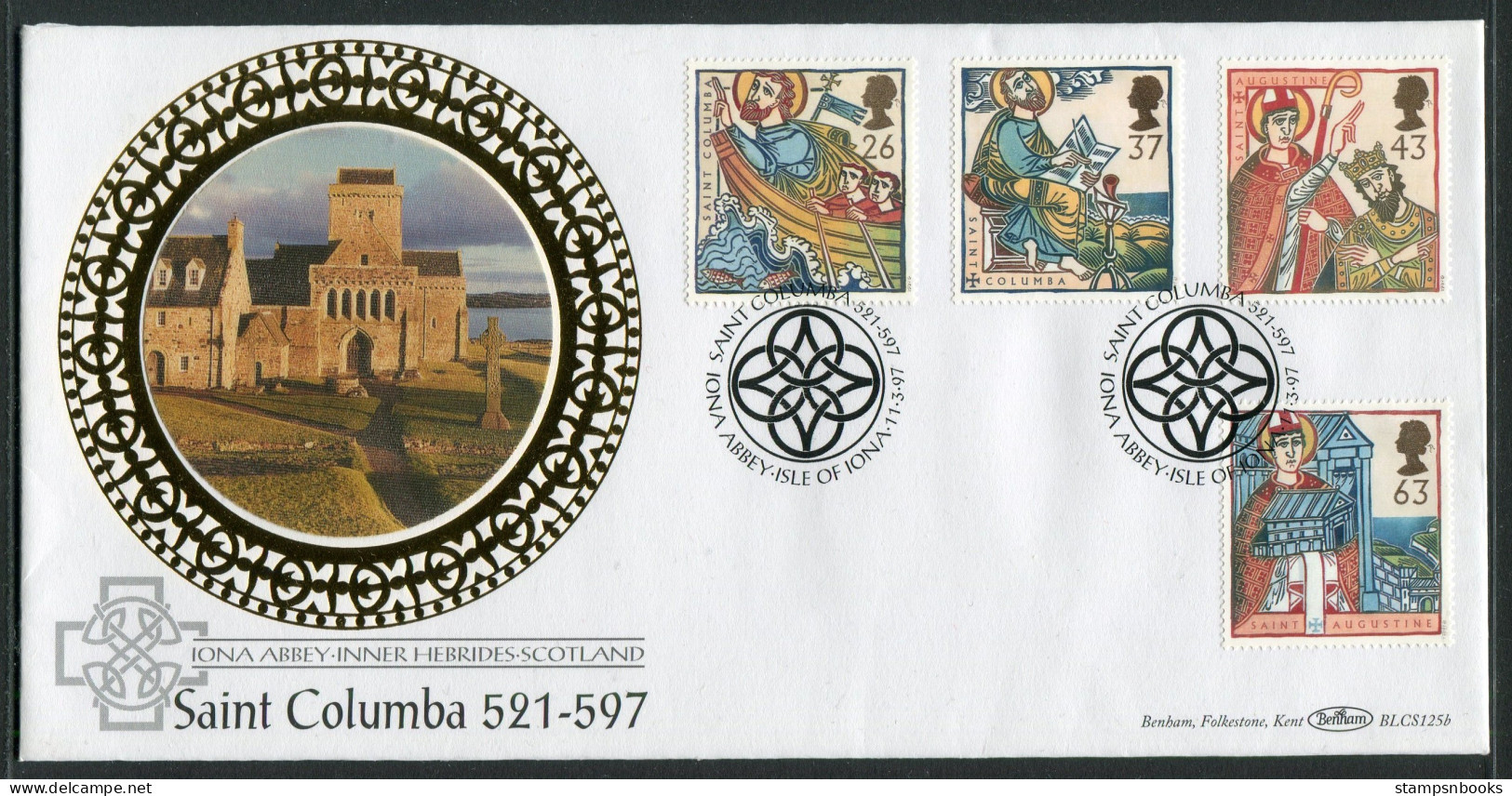 1997 GB Missions Of Faith First Day Cover, Saint Columba, Iona Abbey, Scotland Benham BLCS 125b FDC - 1991-2000 Decimal Issues