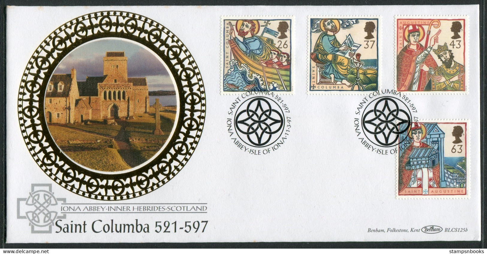 1997 GB Missions Of Faith First Day Cover, Saint Columba, Iona Abbey, Scotland Benham BLCS 125b FDC - 1991-2000 Dezimalausgaben