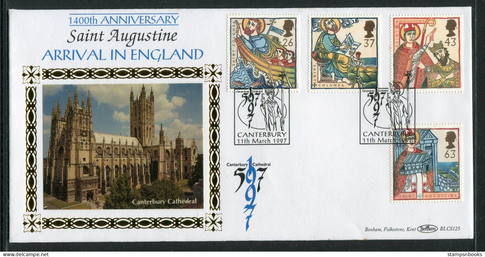 1997 GB Missions Of Faith First Day Cover, Saint Augustine, Canterbury Cathedral Benham BLCS 125 FDC - 1991-2000 Em. Décimales