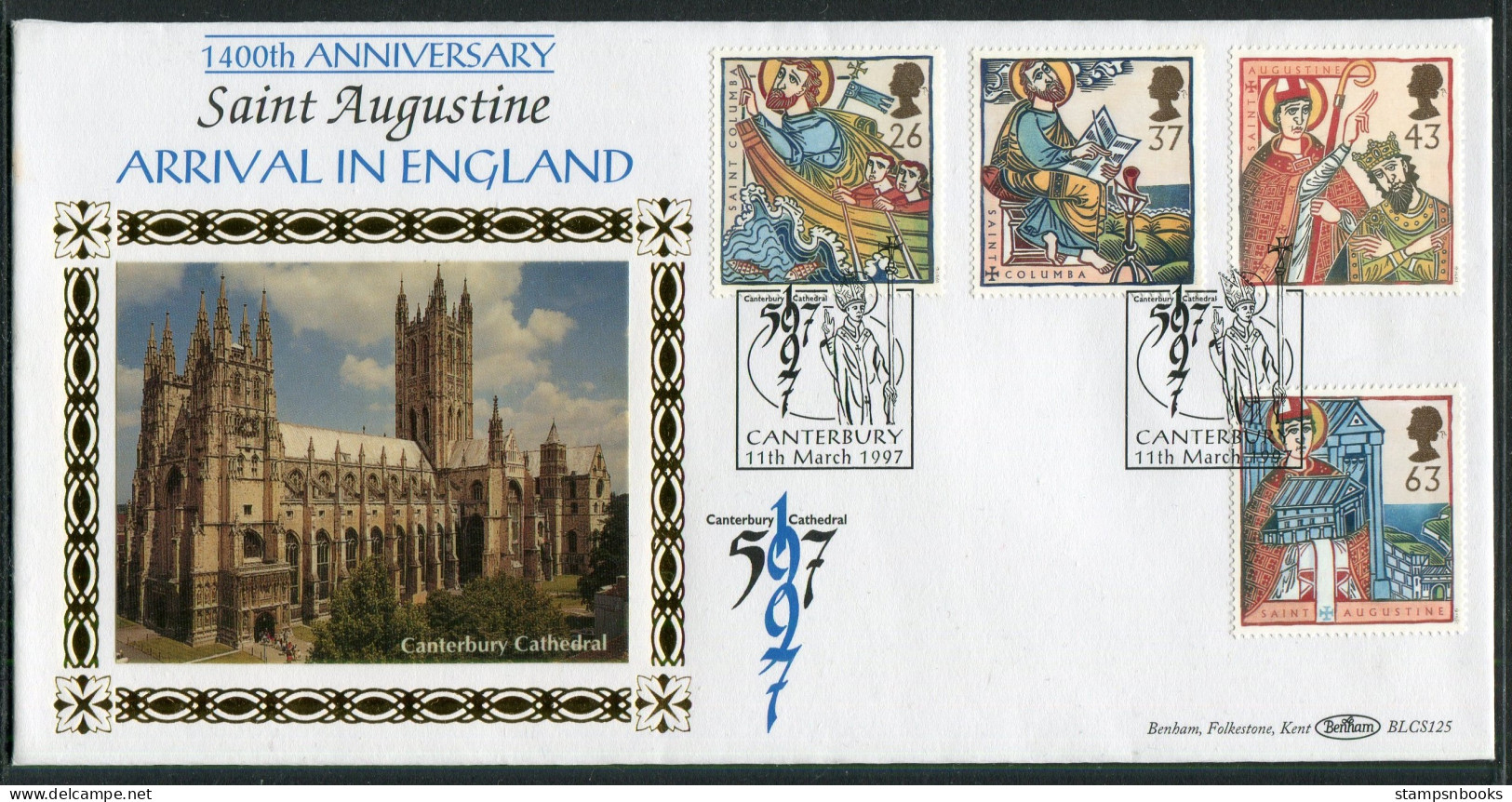 1997 GB Missions Of Faith First Day Cover, Saint Augustine, Canterbury Cathedral Benham BLCS 125 FDC - 1991-2000 Dezimalausgaben