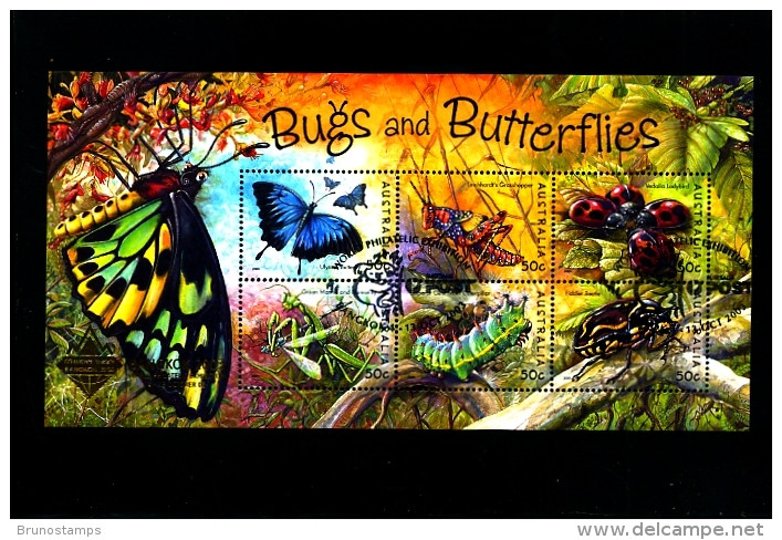AUSTRALIA - 2003  BUGS AND BUTTERFLIES  MS  OVERPRINTED  BANGKOK   FINE USED - Hojas Bloque
