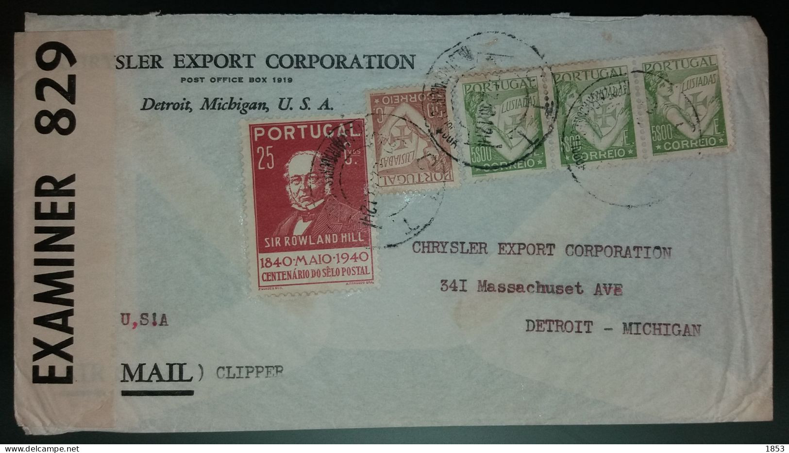 CORREIO AÉREO - WWII - CENSURAS - DESTINO A DETROIT - PORTE 15$75 - Storia Postale