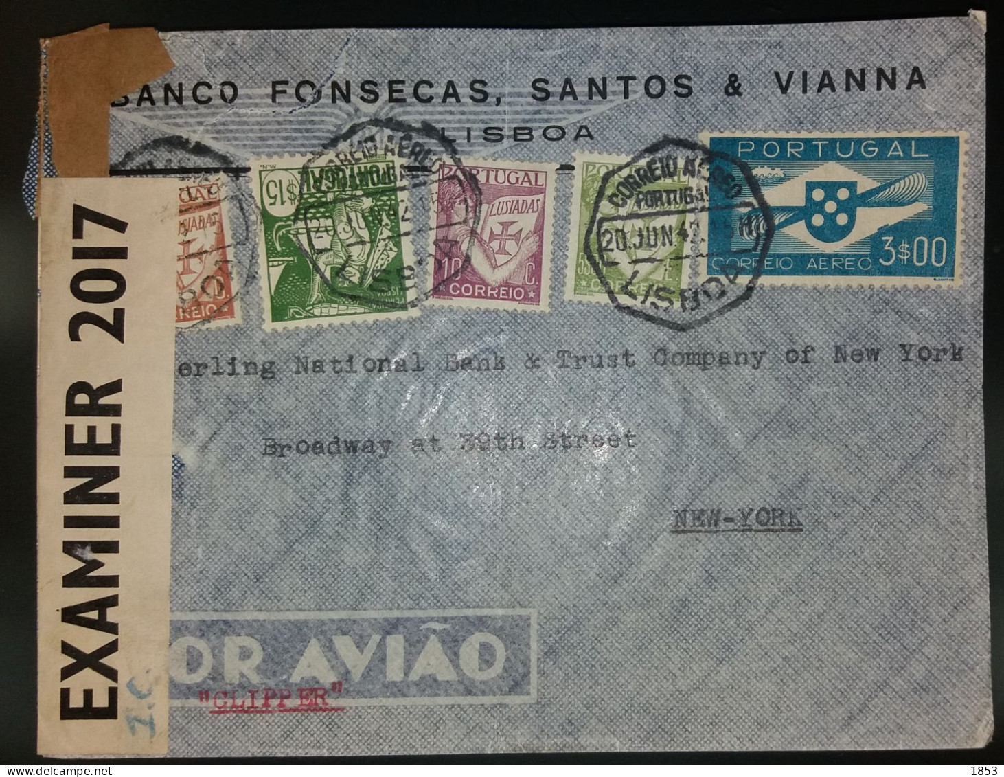 CORREIO AÉREO - WWII - CENSURAS - DESTINO A NOVA YORK - Storia Postale