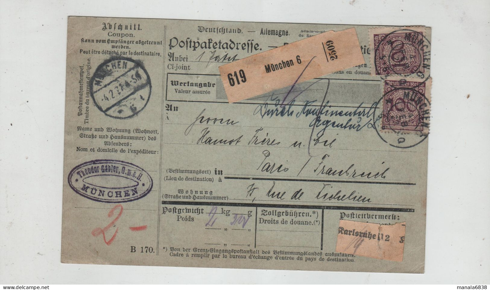 Munchen Gabler 1927 Karlsruhe à Identifier - Sonstige & Ohne Zuordnung