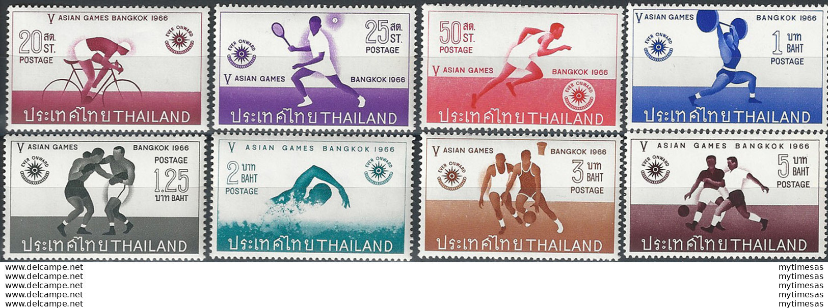 1966 Thailandia Asian Games 8v. MNH Yvert & Tellier N. 431/38 - Thaïlande