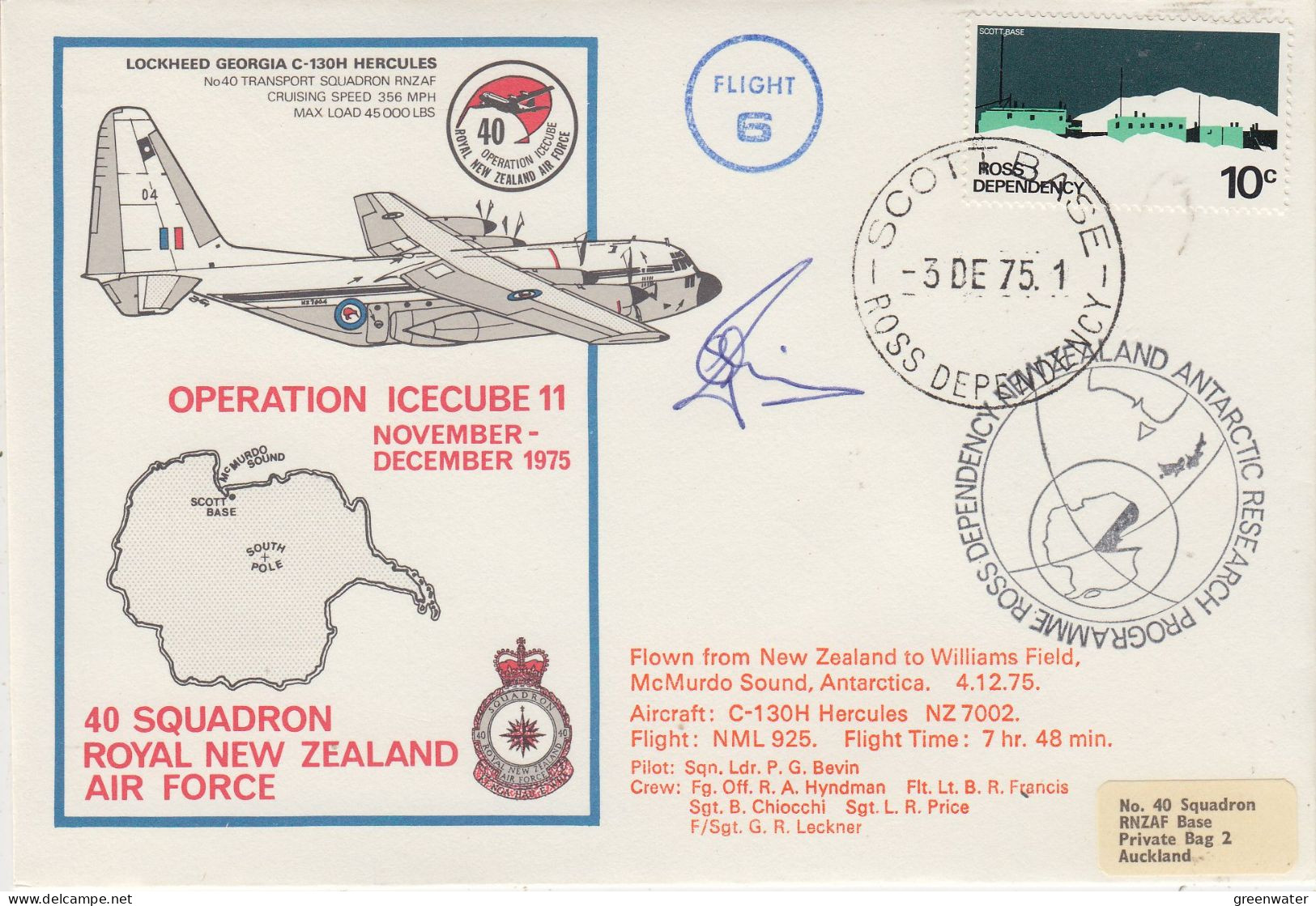 Ross Dependency 1975 Operation Icecube 11 Signature  Ca Scott Base 3 DE 1975 (ZO247) - Storia Postale