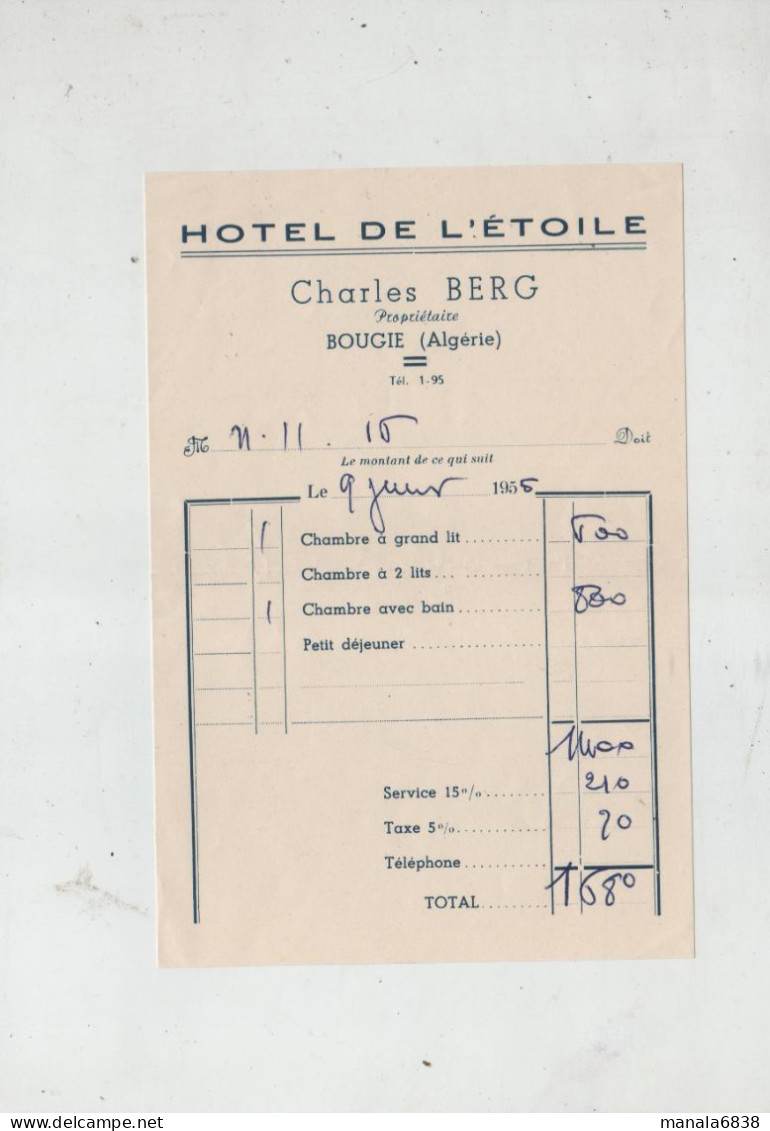 Hôtel De L'Etoile Berg Bougie Algérie 1955 - Otros & Sin Clasificación