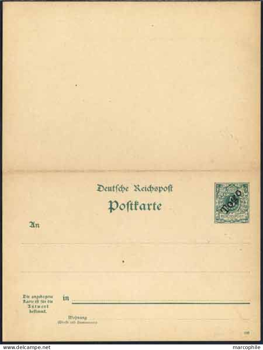 COLONIES ALLEMANDES / TOGO / 1899 ENTIER POSTAL DOUBLE AVEC REPONSE PAYEE (ref 8268a) - Togo