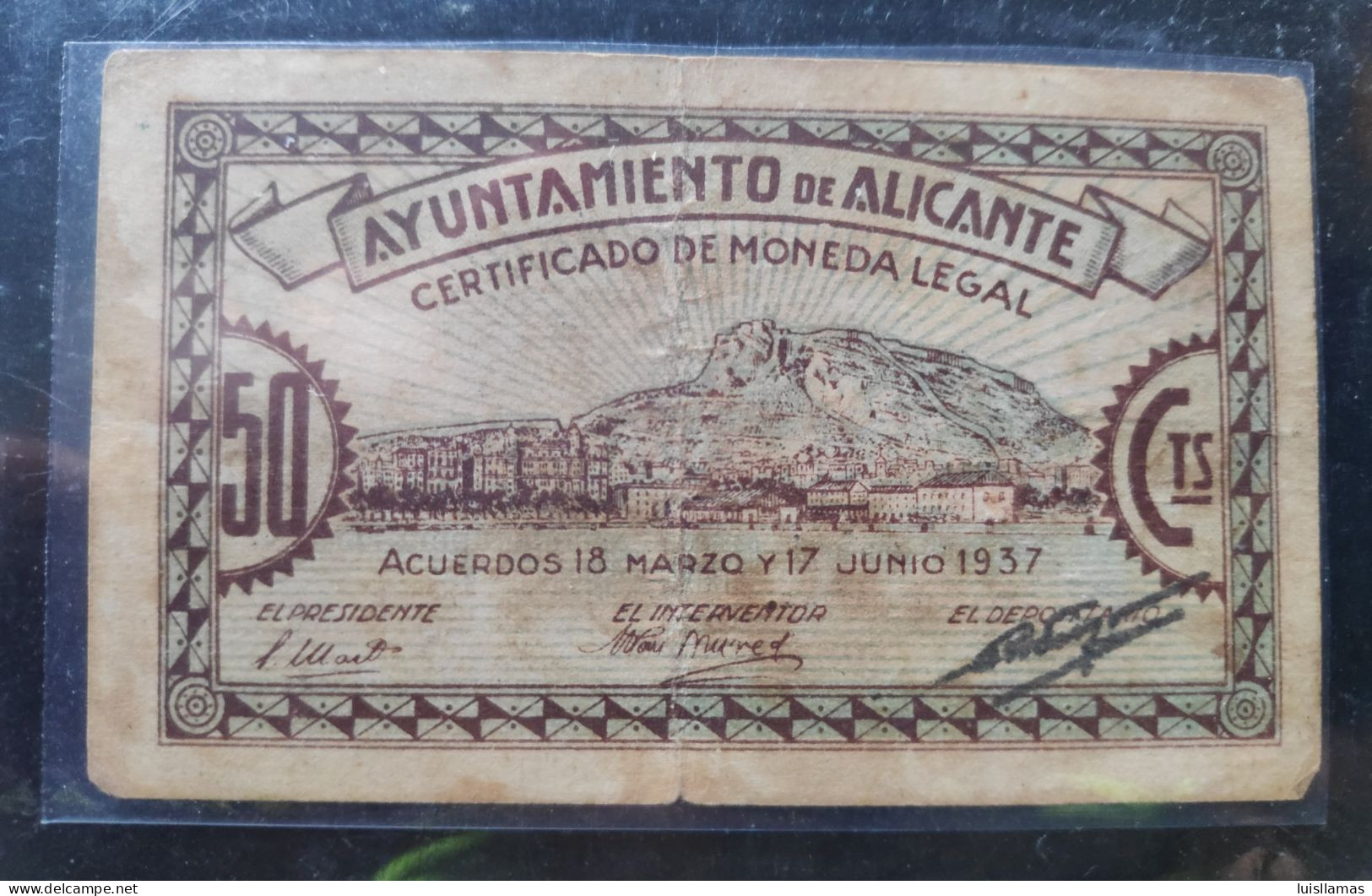 Billete Local De Alicante 1937 50ctms. Usado - 1-2 Pesetas