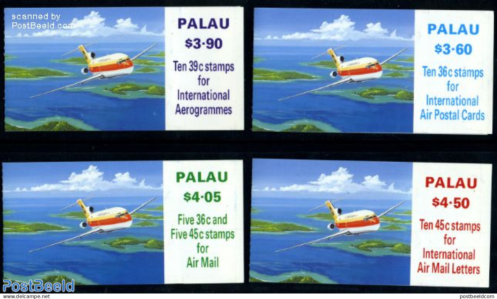 Palau 1989 Planes, 4 Booklets, Mint NH, Transport - Stamp Booklets - Aircraft & Aviation - Non Classés