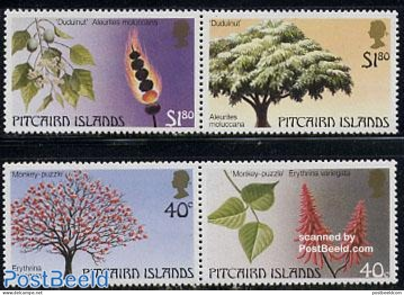 Pitcairn Islands 1987 Trees 2x2v [:], Mint NH, Nature - Trees & Forests - Rotary, Lions Club