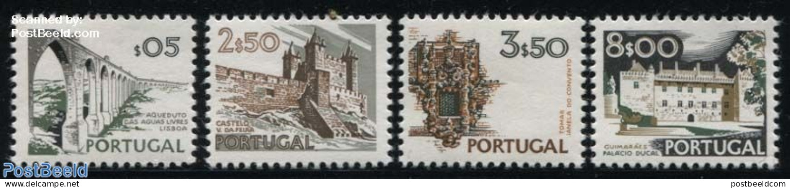 Portugal 1973 Definitives 4v, Normal Paper, Mint NH, Art - Bridges And Tunnels - Castles & Fortifications - Nuovi