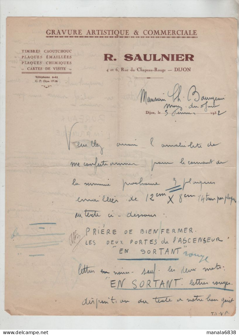 Gravure Artistique Et Commerciale Saulnier Dijon Morez Du Jura Bourgeois Plaques émaillées - 1900 – 1949