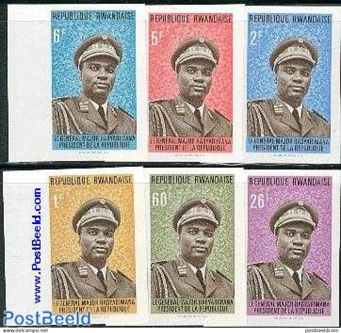 Rwanda 1974 Habyarimana 6v Imperforated, Mint NH, History - Various - Politicians - Uniforms - Kostüme