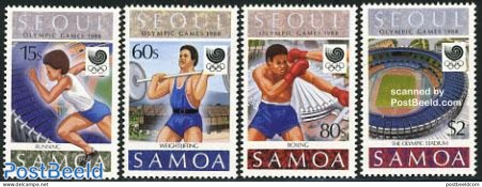 Samoa 1988 Olympic Games Seoul 4v, Mint NH, Sport - Boxing - Olympic Games - Weightlifting - Boxen