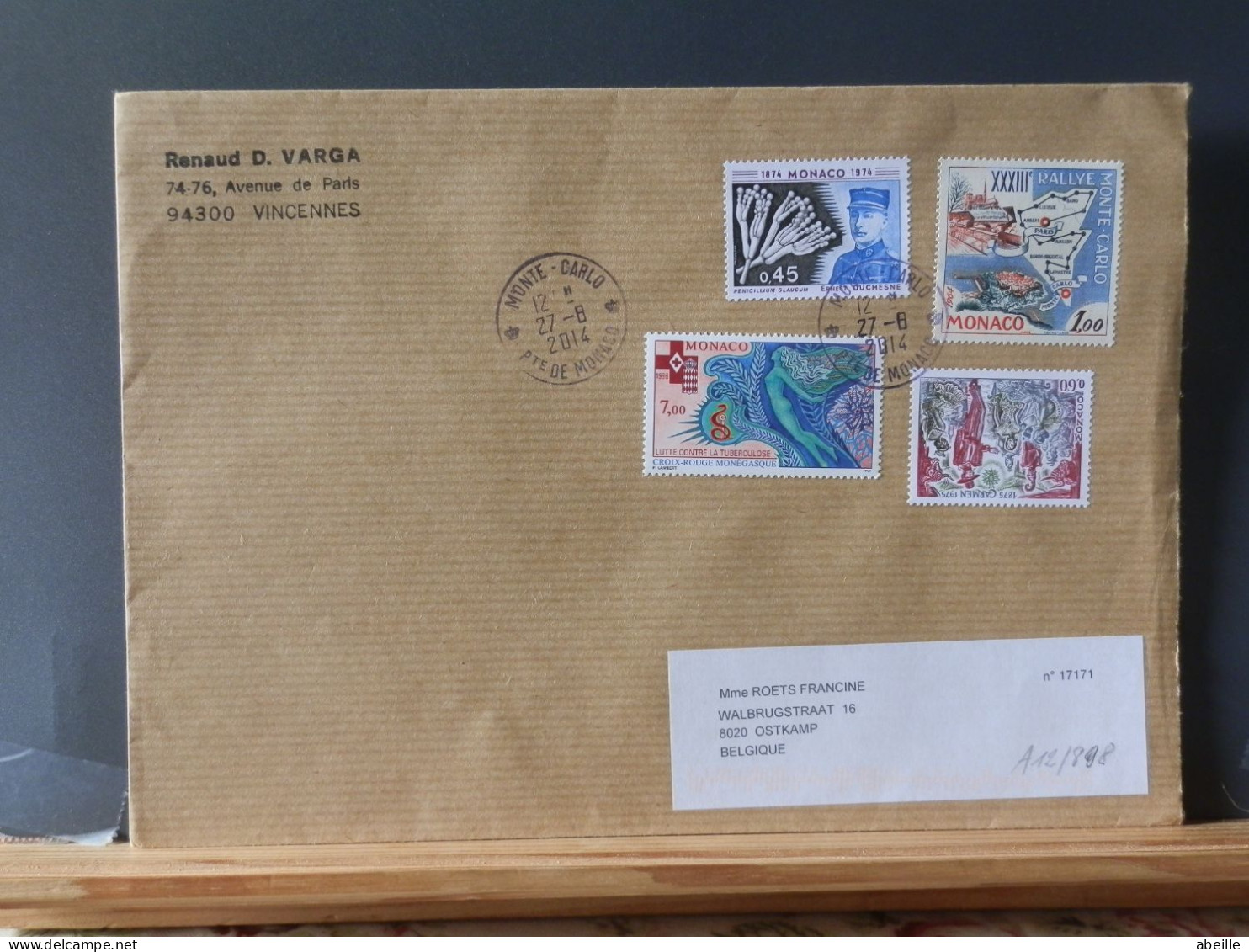 A12/898   LETTRE MONACO POUR LA BELG. - Storia Postale