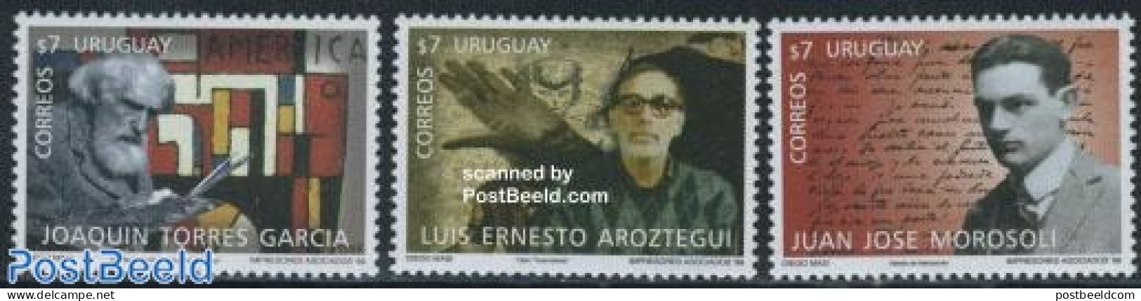 Uruguay 1999 Artists 3v, Mint NH, Various - Textiles - Authors - Textile