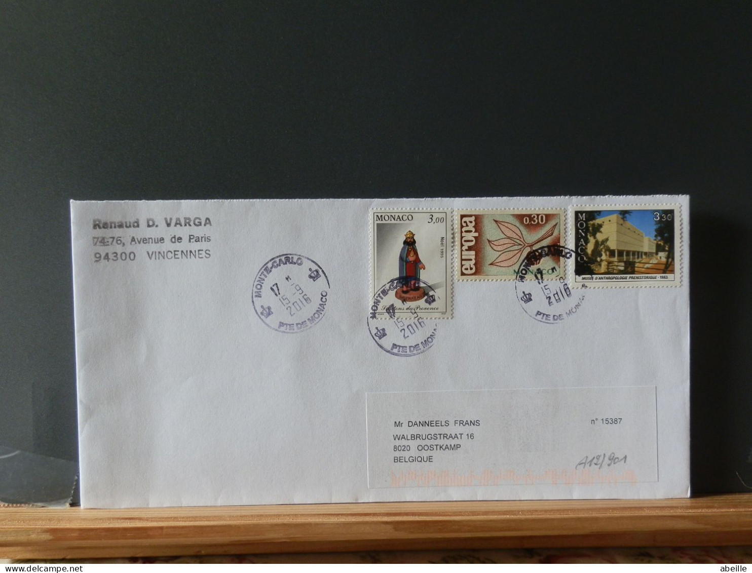 A12/901  LETTRE MONACO POUR LA BELG. - Storia Postale