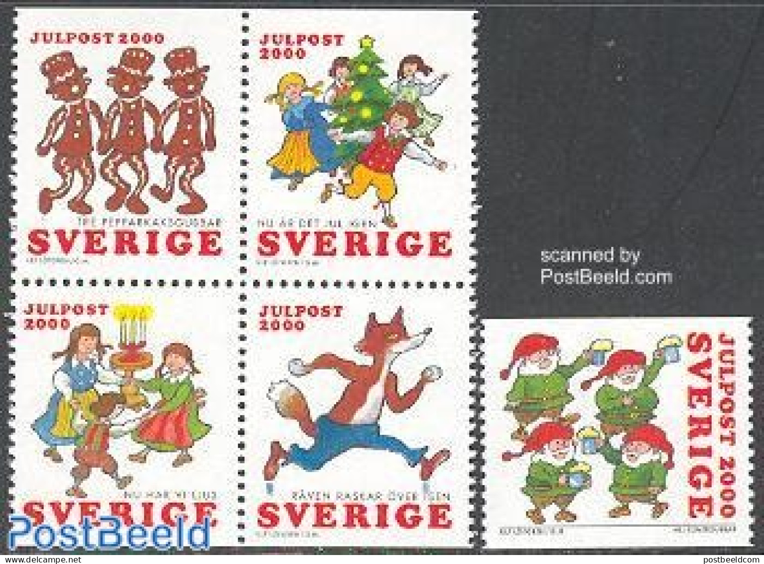 Sweden 2000 Christmas 5v, Mint NH, Religion - Christmas - Art - Children's Books Illustrations - Ongebruikt