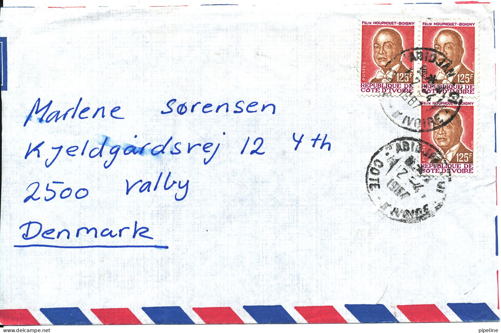 Ivory Coast Air Mail Cover Sxent To Denmark 7-4-1987 (the Cover Is Cut In The Left Side And The Flap On The Backside Is - Costa D'Avorio (1960-...)