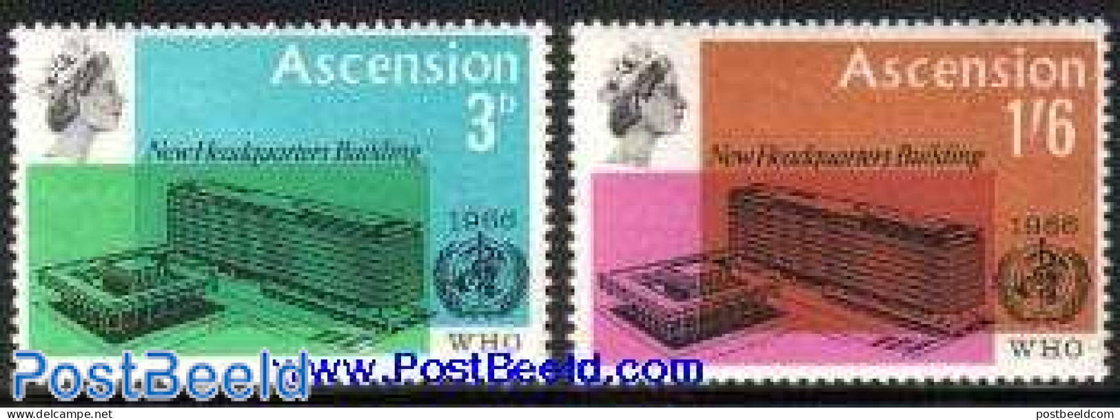 Ascension 1966 WHO New Headquarters 2v, Mint NH, Health - Health - Ascension