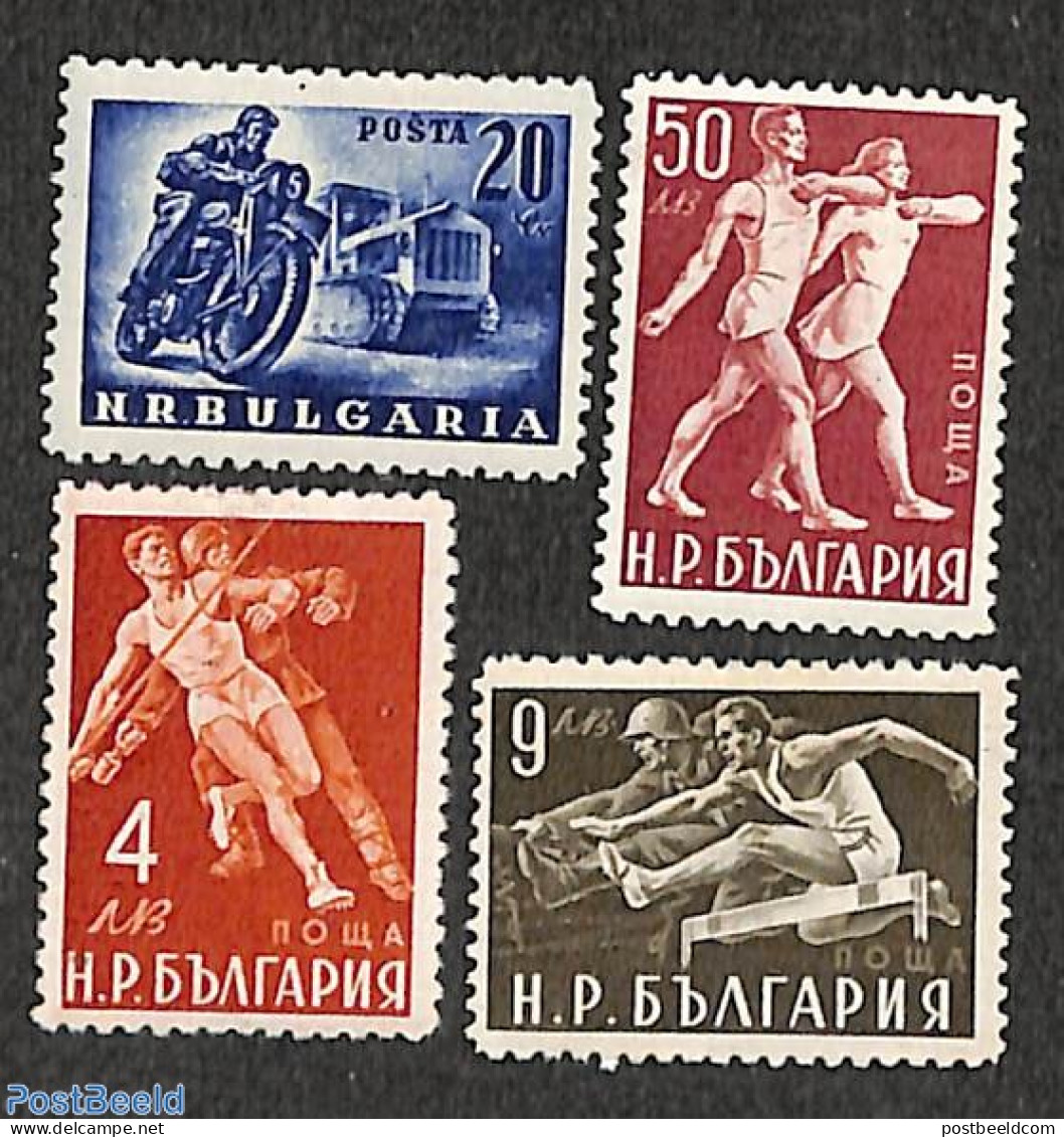 Bulgaria 1949 Sports 4v, Mint NH, Sport - Transport - Sport (other And Mixed) - Motorcycles - Ongebruikt