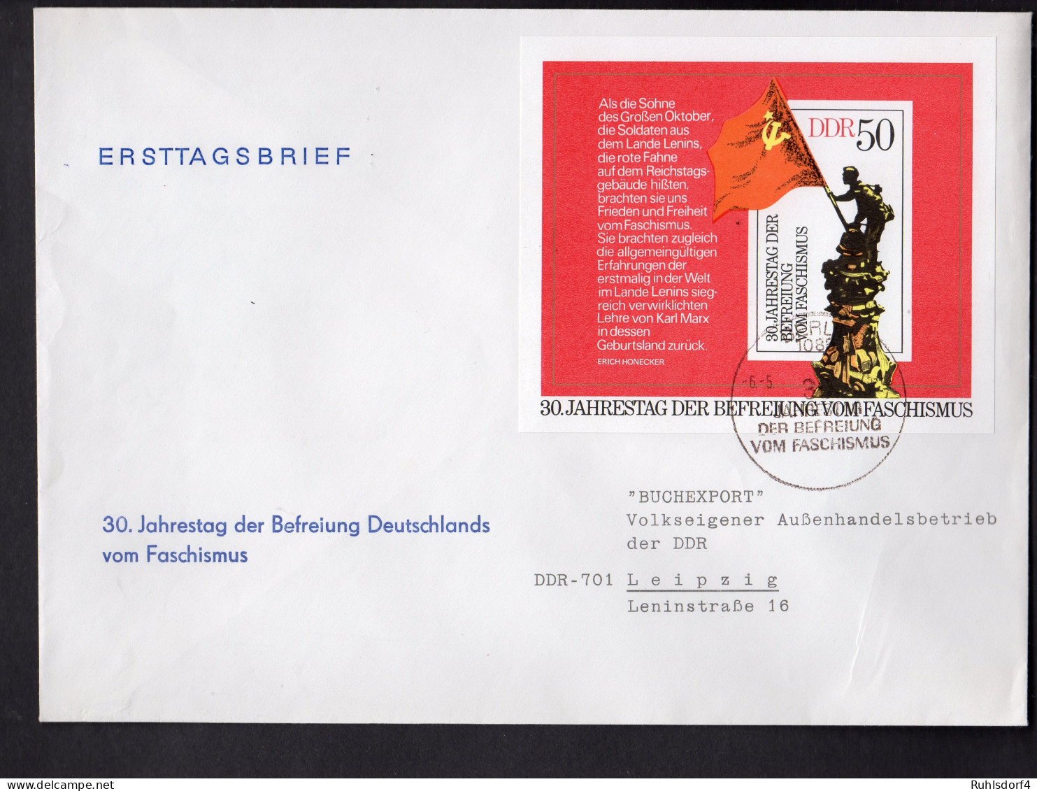 DDR, FDC 30. Jahrestag Der Befreiung (Block 42) - Other & Unclassified