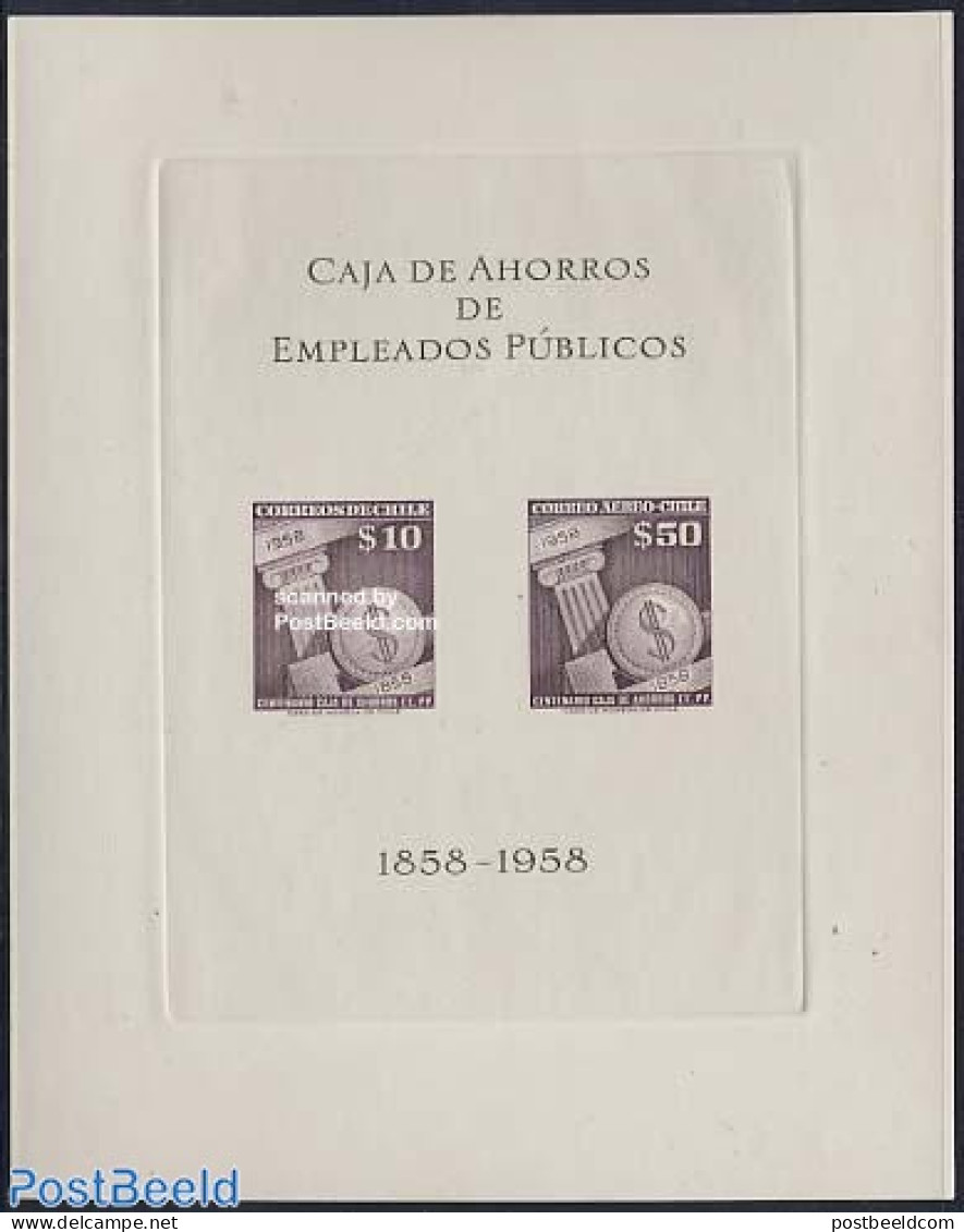 Chile 1958 Saving Bank Imperforated Sheet, Mint NH, Various - Banking And Insurance - Cile