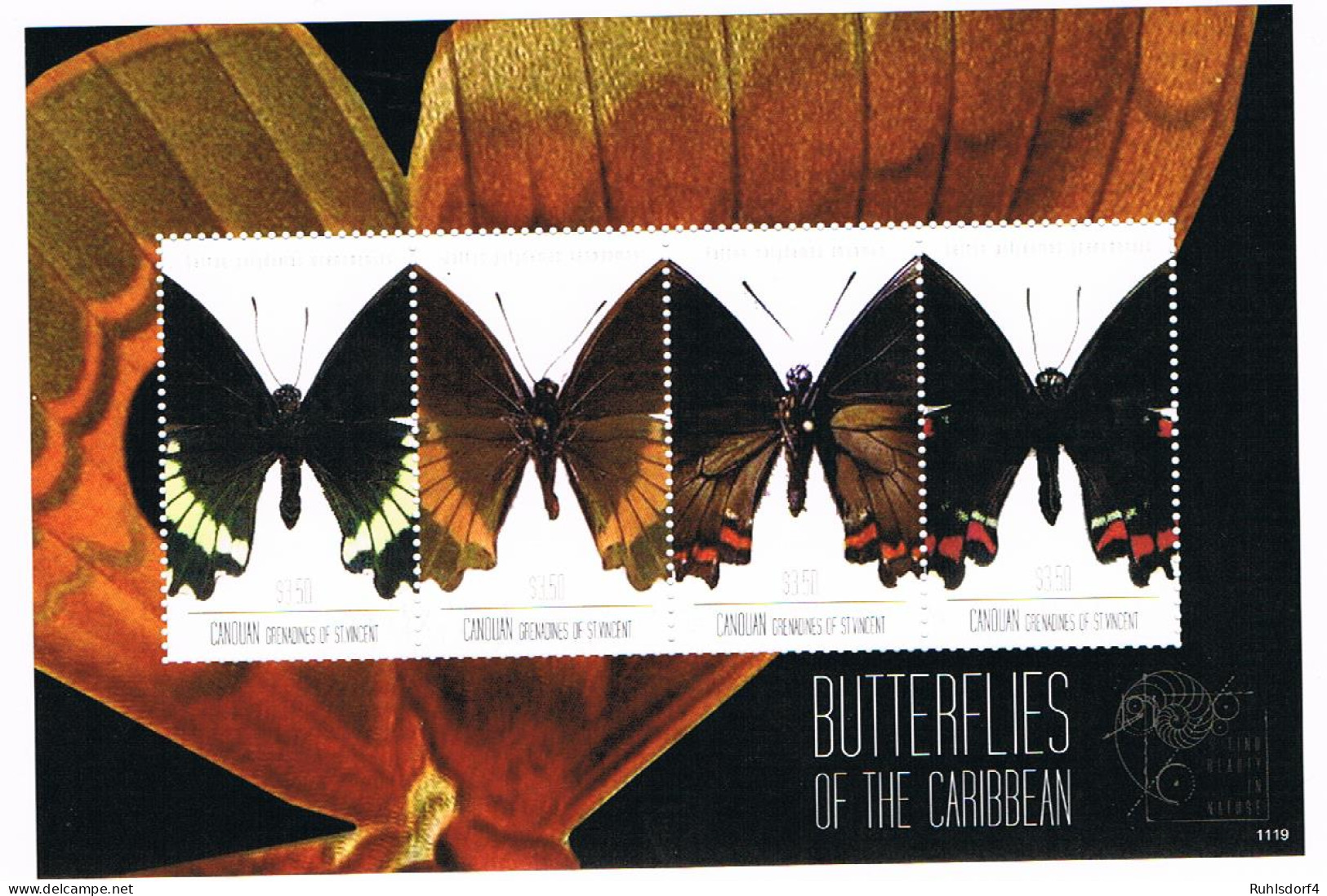 Schmetterlinge Kleinbogen Canouan St. Vincent 2011 - Papillons
