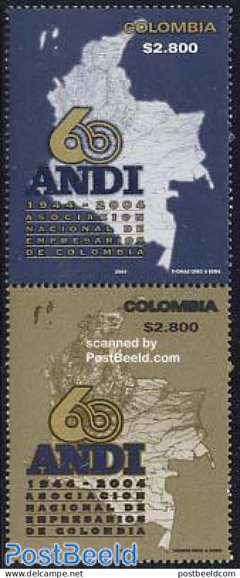 Colombia 2004 60 Years ANDI 2v [:], Mint NH, Various - Maps - Geography