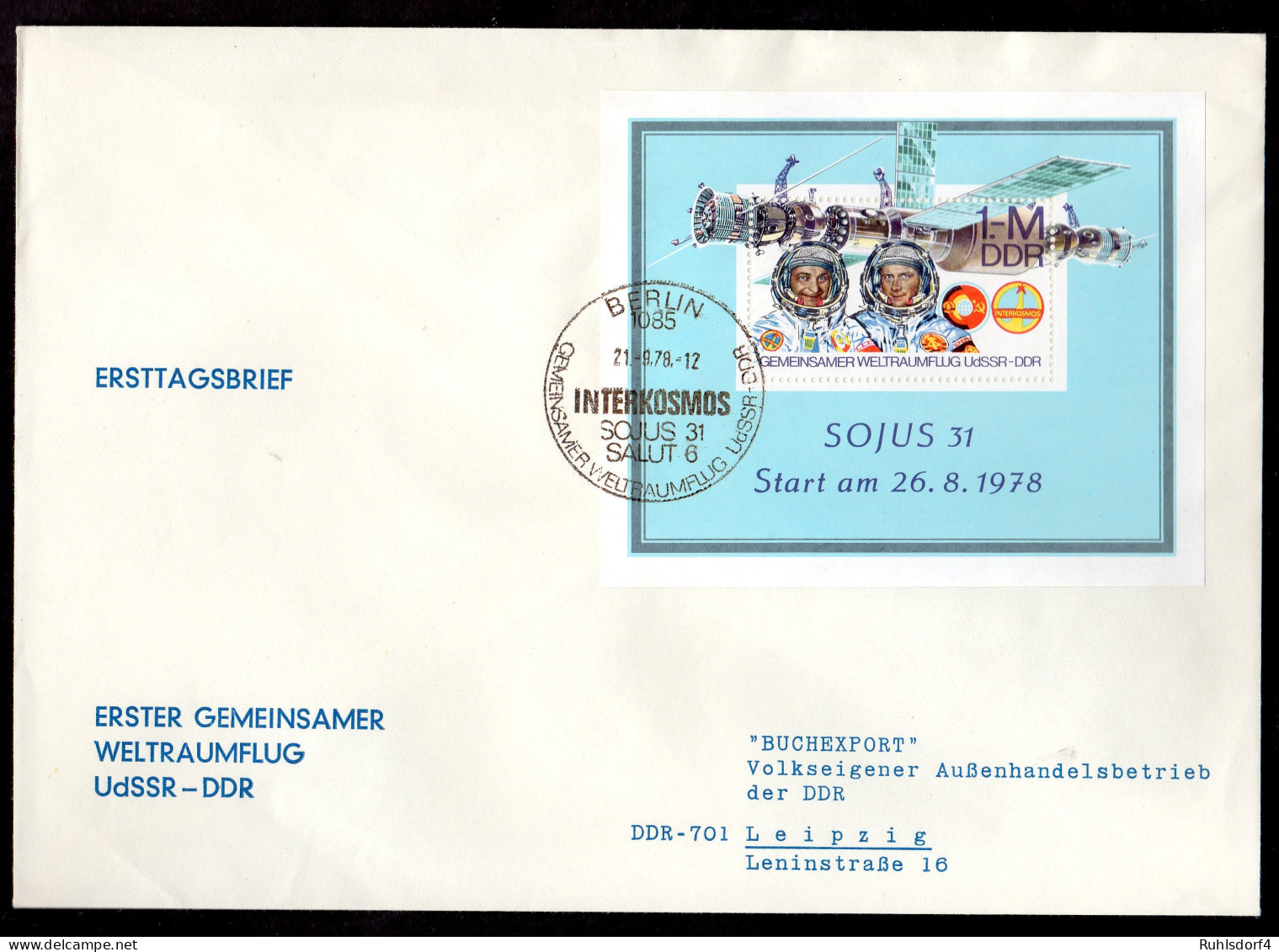 DDR, FDC Block "Erster Geimeinsamer Weltraumflug" - Autres & Non Classés