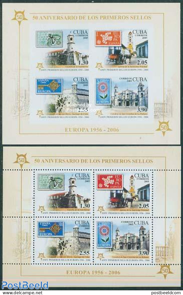 Cuba 2005 50 Years Europa Stamps 2 S/s (perf & Imperf.), Mint NH, History - Nature - Religion - Europa Hang-on Issues .. - Unused Stamps