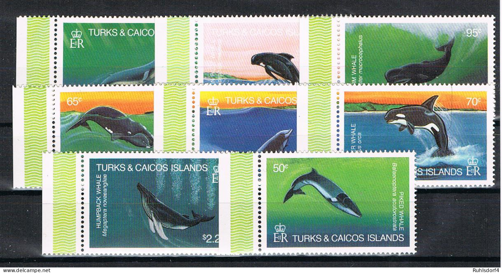 Turks&Caicos  "Save The Whales"  Satz Und Block - Walvissen