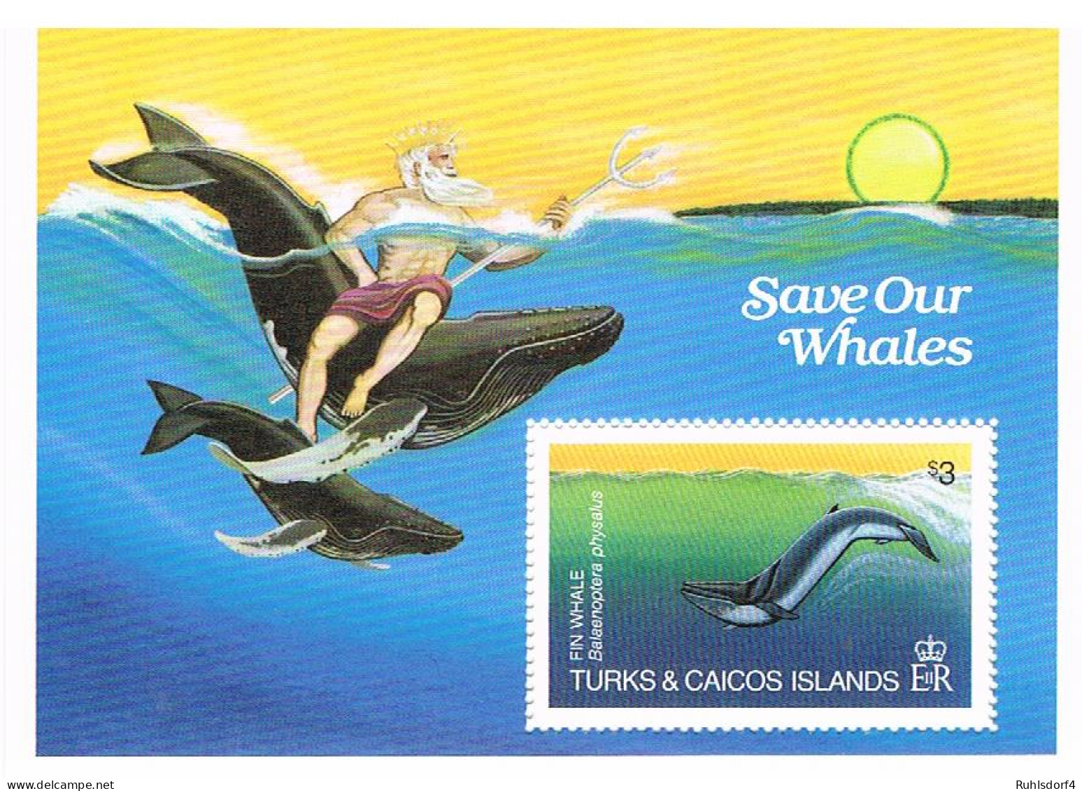 Turks&Caicos  "Save The Whales"  Satz Und Block - Ballenas