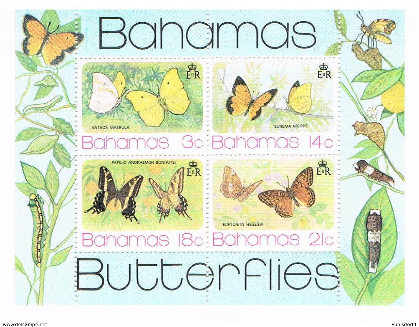 Bahamas: Schmetterlinge; Block Und Satz - Vlinders
