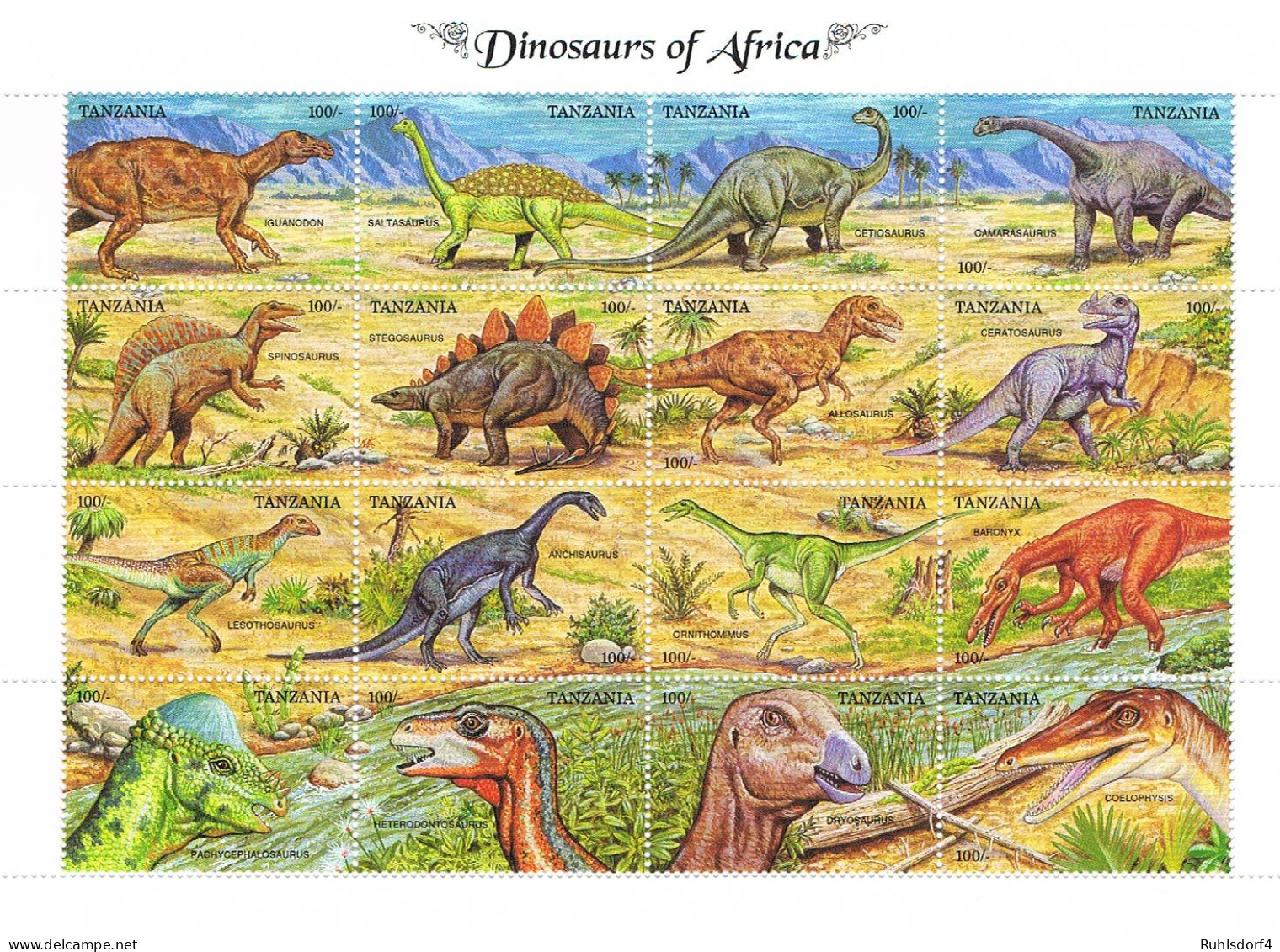 Tansania: "Dinosaurier Von Afrika"; Kleinbogen - Fósiles