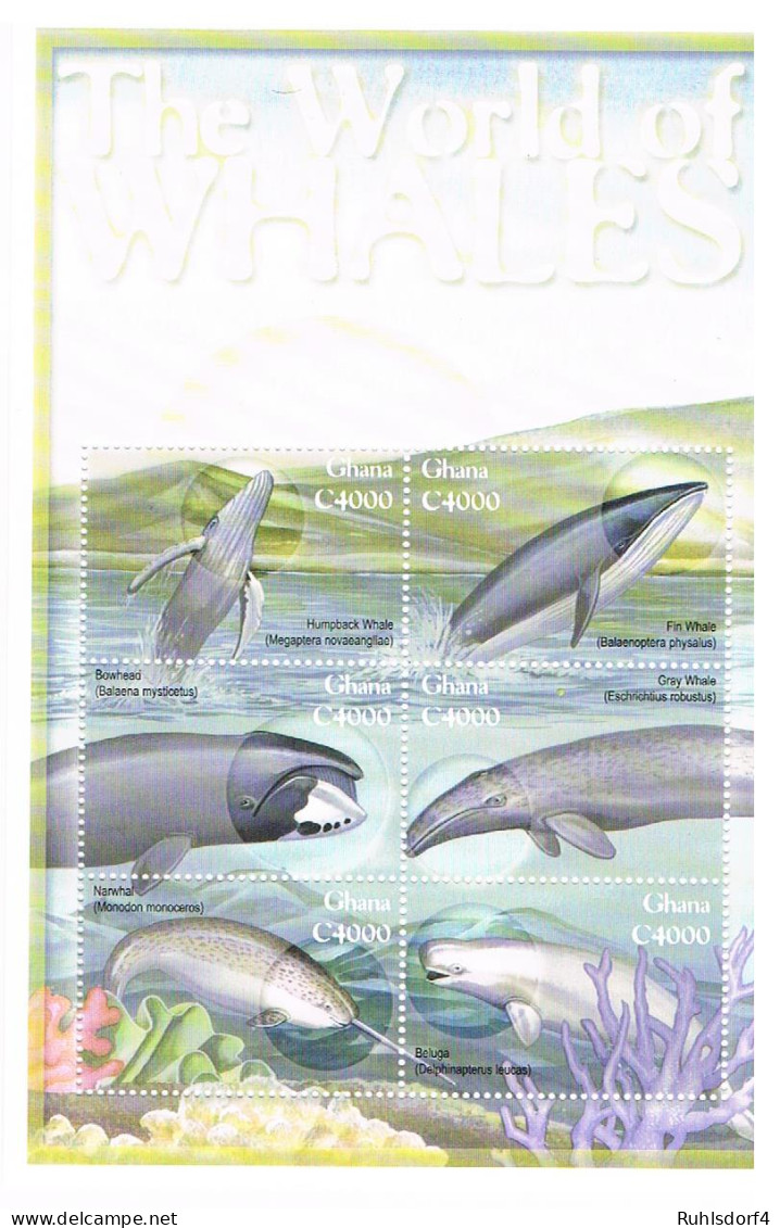 Ghana: "Die Welt Der Wale"; 2 Kleinbogen - Wale